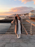 Autumn And Winter 2025 Explosion Temperament Casual Hit Color Collar Long With Wind Coat Coat