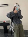 Lazy Wind Milk Wearing Early Autumn New Sweater Long Sleeves Head Bat Sleeve Short Knit Shirt Temperament Shirt Top