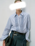 2025 Spring Blouse Windwood Ear Design Relaxed Casual Lace Collar Shirt Commuter Cotton Shirt