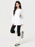 White Round-Neck Long-Sleeved T-Shirt In The T-Shirt Autumn And Winter New Thicken Long Coat Woman
