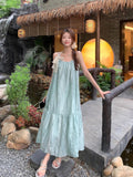 Mint Green Hanging Neck Sling Dress Women's Summer New French Super Fairy First Love Dress Seaside Holiday Showback Dress