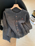 New Year's Christmas Red Button Love Sweater Cardigan Women Autumn And Winter Loose Soft Han Knit Coat