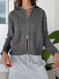 Dili Leisure Commuting Wind Long-Sleeved Pure Color Sweater Women's Wool Weaving Women's Clothing 2025 Autumn And Winter
