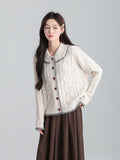 Apricot Doll Collar Sweet Linge Knitted Sweater 2026 Autumn And Winter Loose Lazy Coat Top
