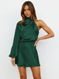 Autumn/Winter 2025 New Explosive Women's Evening Dress Dress High-End Feeld With Long-Sleeved One-Shoulder Temperament Elegant Dress