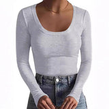 2025 Explosion Of Short-Sleeved Women's Clothing Spring And Autumn Hot Girls Solid Color Round Collar Body Exposed Umbilical T-Shirt Women Fashion