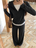 Fake Two Zipper Long-Sleeved Hooded Bottomed Tunic Women 2026 Early Autumn Wearing Folded Waist-Collision Coat Top