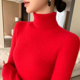 2025 New Spring And Autumn With Women's High-Collar Sweater In Autumn And Winter To Thicker Thick Cotton Knitting Bottom Shirt