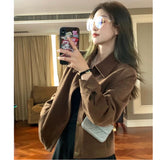 Millard Slipvelvet Jacket Women's Short 2025 Spring And Autumn New Retro Loose Small Thin Jacket Top
