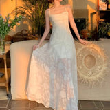 French Mint Man Lace Sling Dress Women's New Summer Seaside Resort Style Wears Long Waist Skirt
