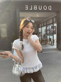 Ballet Style Lace Lace Collar Short-Sleeved T-Shirt Women 2026 Spring And Summer Pure Desire To Wear A Bottom Shirt Top