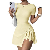 2025 Explosion Of Short-Sleeved Women's Clothing Spring And Autumn Hot Girls Solid Color Round Collar Body Exposed Umbilical T-Shirt Women Fashion