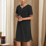 Spring And Summer Men's Home Clothes Pajamas Short-Sleeved Imitation Cotton Frame Bump Color Casual Men's Long Aja Skirt