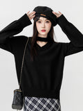2025 Autumn And Winter New Black V-Neck Sweater Women In The Spring And Autumn With Long Sleeve Bottom Shirt Outside Wearing Hanging Neck Knitting Tops