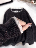 Korean Lazy Lace Sweater Women 2025 New Loose Soft Glutinous Super-Looking White Knitted Shirt