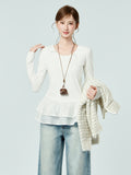 Design Feel White Collar Lace Under The Long-Sleeved T-Shirt Winter New Bottoming Shirt To Put On The Body Of Women's Clothing