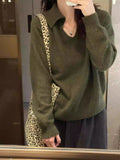 Lazy Wind Soft Glutinous Green Sweater Women Autumn And Winter Collar Slack Feeling Inside The Bottom Shirt Thin Bottom Knitting Top