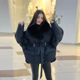 Thick Cotton Clothes Women's Long Sleeves Removable Woolen Tie With Pocket Coat Women's Cotton Suit 2026