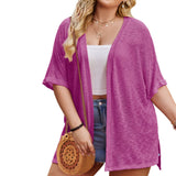 New Women's Knitwear Short Sleeve Open Fork Plus Coat Summer Large Size Women's Cardigan
