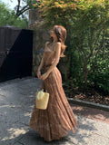 French Retro Kinesi Sleeveless Vest Dress Women's Summer Waist Design Feeling Seaside Holiday Swing Long Skirt