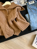 High-Necked Sweater Coat Women 2025 Autumn And Winter New Loose Lazy Wind Collar Outside Wearing Thick Knitted Open Shirt Tide