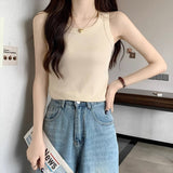I-Word Sling Vest Women With Summer Collar Collar Tight Suit Bottom To Wear Bare Sleeves