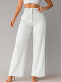 Women's New Casual Style Feeling Solid Broad-Legged Trousers Trousers Trousers Trousers
