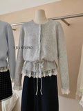 Korean Wearing Lace Lace Lace Lace Lace Lace Knitted Cardigan Women's Spring 2025 New Ocean Collar Knitted Shirt