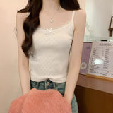 Lace Splicing Bottom Sling Sling Vest 2026 Spring New Suit With Bow Sexy Body
