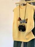 Early Autumn Wearing Cartoon Dachshund Dog Sleeveless Vest Knitted Women's Spring And Autumn Loose Folding Sweater Vest