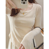 Fang Collar Bottom Shirt Women's Spring And Autumn And Winter New Design Sense Of Niche Short-Form Fish Bone With Sexy Top