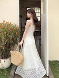 Pure Style Embroidery Sling Dress Women 2026 Summer New Temperament Fashion Waist Thin Chic Dress Tide