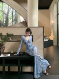 Pure Lusty Hollow Design V-Neck Dress Summer 2025 New Waist Thin Folding Layer Feel Long Dress