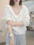 Heavy Industry Hollow Hooded Knitted Cardigan Women In The Spring Of 2025 New Temperament Casual Sun Protection Coat Top