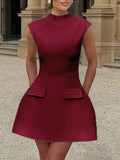 Dili Elegant Evening Dress Fashion Pure Color Short Dress Dress Women's Dress 2025 Autumn And Winter
