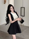 Rich Family Gold Small Fragrant Dress Women Spring And Summer French Waist Princess Ponpong Dress French Vest Sleeveless Skirt