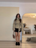 2025 Early Autumn Korean Tie With Double Buckle Short Wind Coat Short Wind Coat