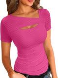 2025 New Products, Irregularly Repairing Short-Sleeved T-Shirt Top Women Women's Clothing