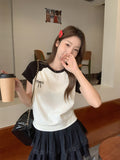 Butterfly Splicing Short-Sleeved T-Shirt Girl 2026 Summer Hottie Perfect Fashion Temperament Short-Term Top