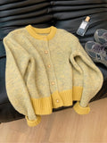 Small Fragrant Yellow Short Sweater Coat Women's Spring And Autumn New Lazy Wind Small Autumn Knitted Shirt Top