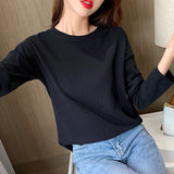 Pure Cotton Long-Sleeved T-Shirt Women 2025 New Spring And Autumn Loose Cover Inside The Bottom Shirt On The Shoulders Thin Clothes