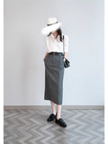 Spring New Suit Half Dress Suit Gray Dress Female Commute Simple H Version Open Skirt Long