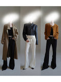 Slept Long-Legged Luxury Show Three-Dimensional Texture Apparent Thin Wide Belt Open Fork Micro-Horn Trousers Belt