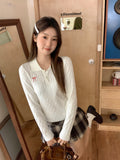 Korean Embroidery POLO Collar Design Long-Sleeved Knitted Shirt Women 2026 Early Autumn New Body Bottoming On The Top Of The Top