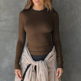 2025 New Y2K Clothes Threaded Long-Sleeved T-Shirt Women Wear Out-Of-Body Shoulder Hottie Shirt Pure Desire