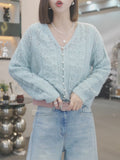 Korean Small Fragrant Gentle Hollow Knitted Cardigan Women's Spring New Leisure Loose Thin Air-Conditioning Shirt Top