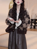 Lazy Wind Loose Knitted Jacket Women's Sweater 2025 Autumn And Winter New Fashion With Leather Skirt Casual