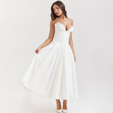 New Temperament Long Dress With Chest Dress V Sharp Angle Fish Bone Gird Waist A Dress Dress Dress Dress Dress