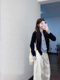 Korean Color Fake Two Knitted Cardigan Women's Early Autumn Design Sweater Jacket Autumn And Winter Fashion High-End Feel Top