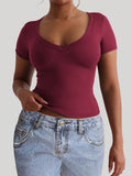 Dili Holiday Round Collar Short-Sleeved Vest T-Shirt Women's Clothing 2025 Autumn And Winter